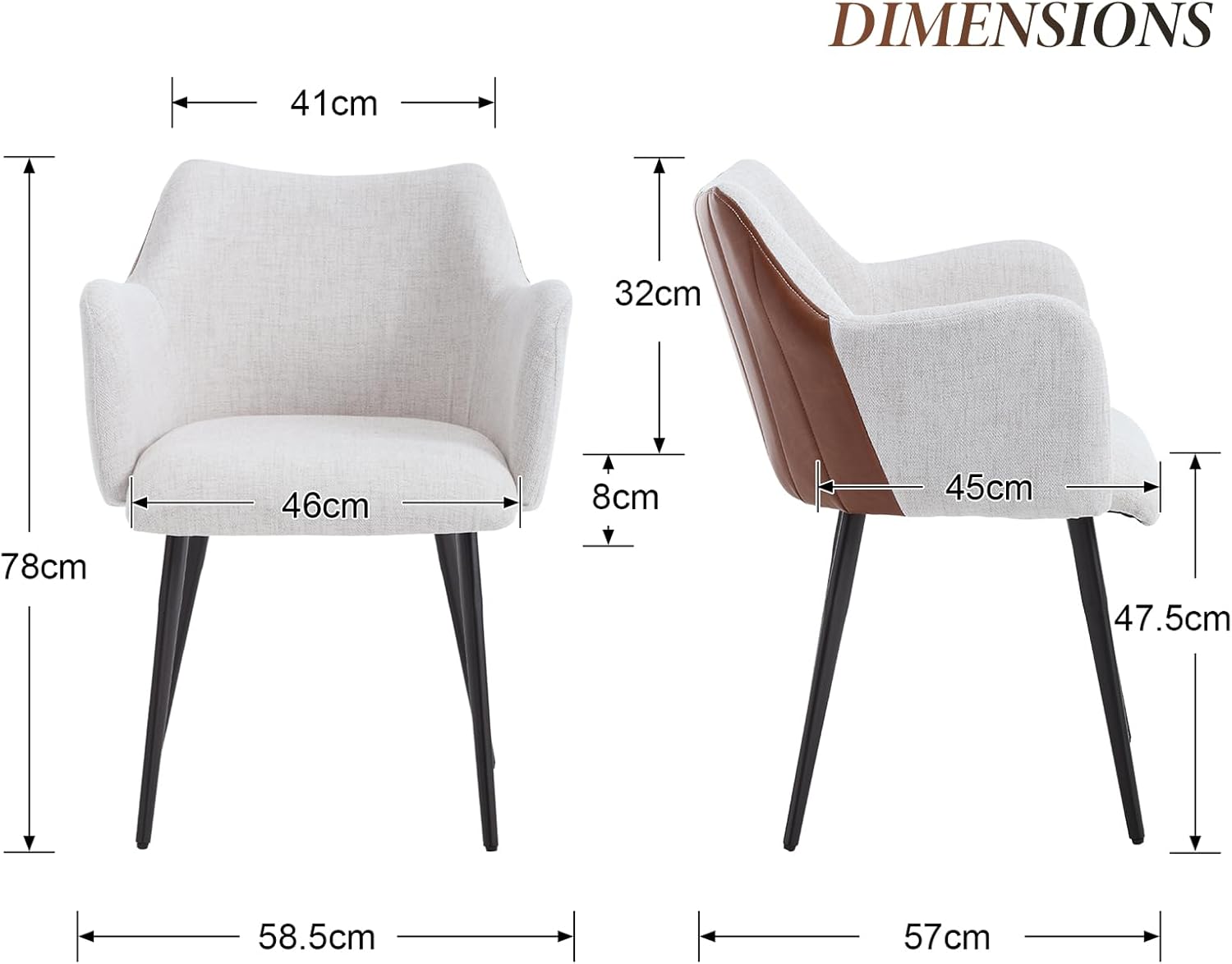 Chairus Juego De 2 Sillas De Comedor Cuero PU