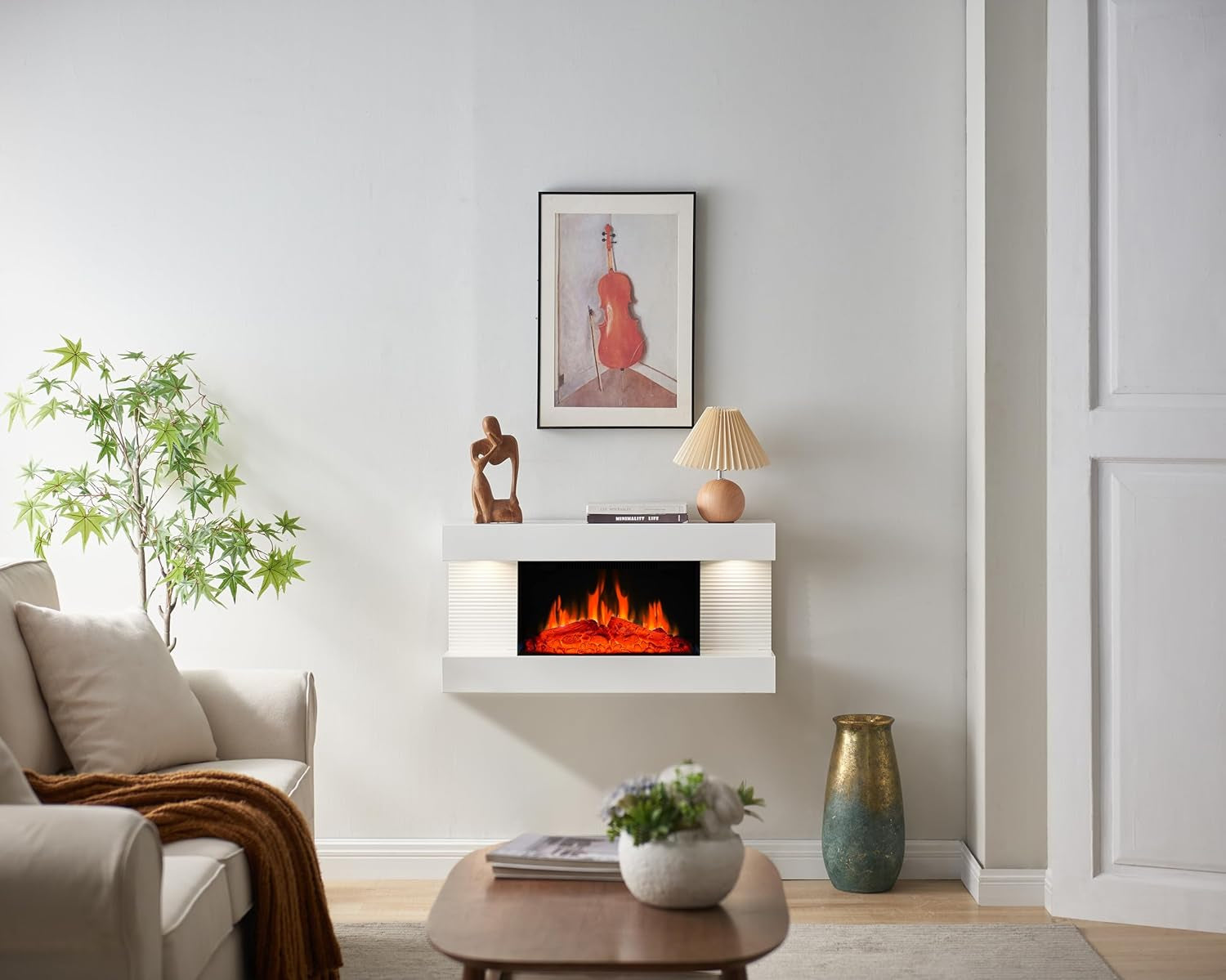 IDA - Chimenea Eléctrica De Pared, 1800 W, Chimenea Eléctrica Decorativa