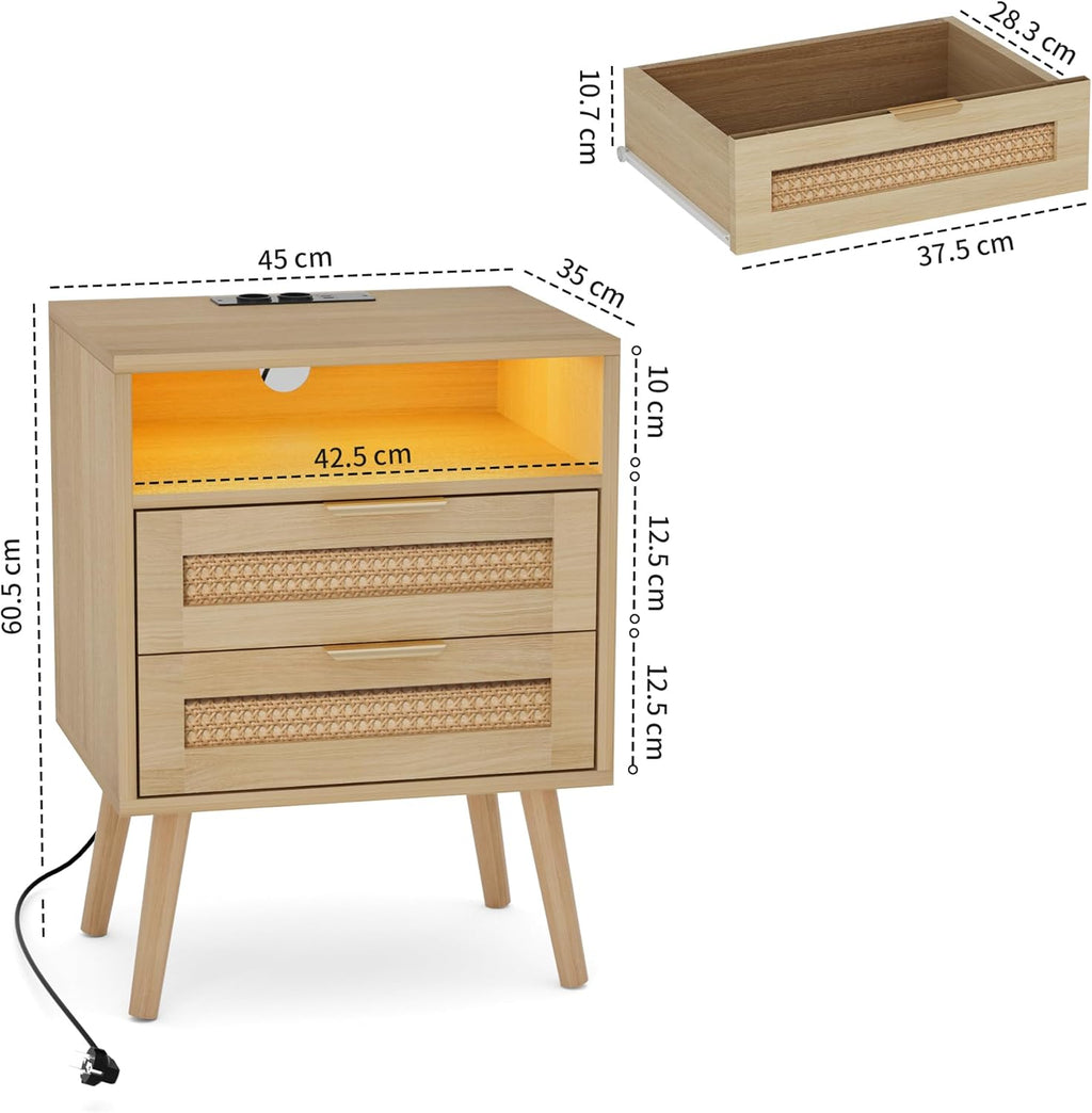 Juego De 2 Mesitas Rattan & Oak Heritage