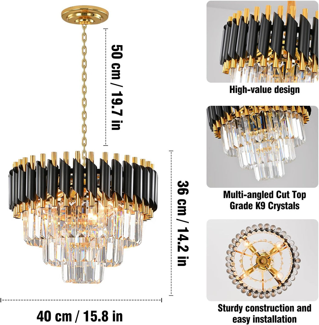 Lámpara Noir & Gold Raindrop