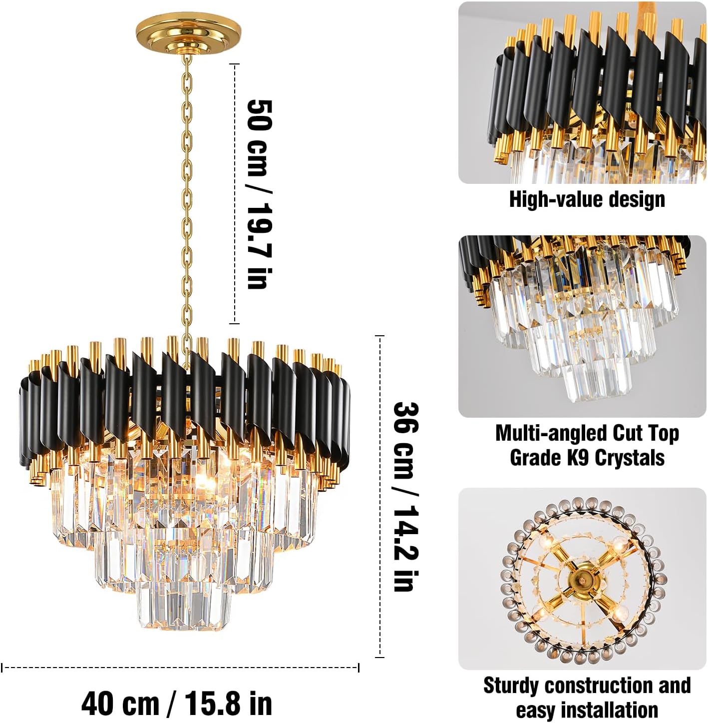 Lámpara Noir & Gold Raindrop
