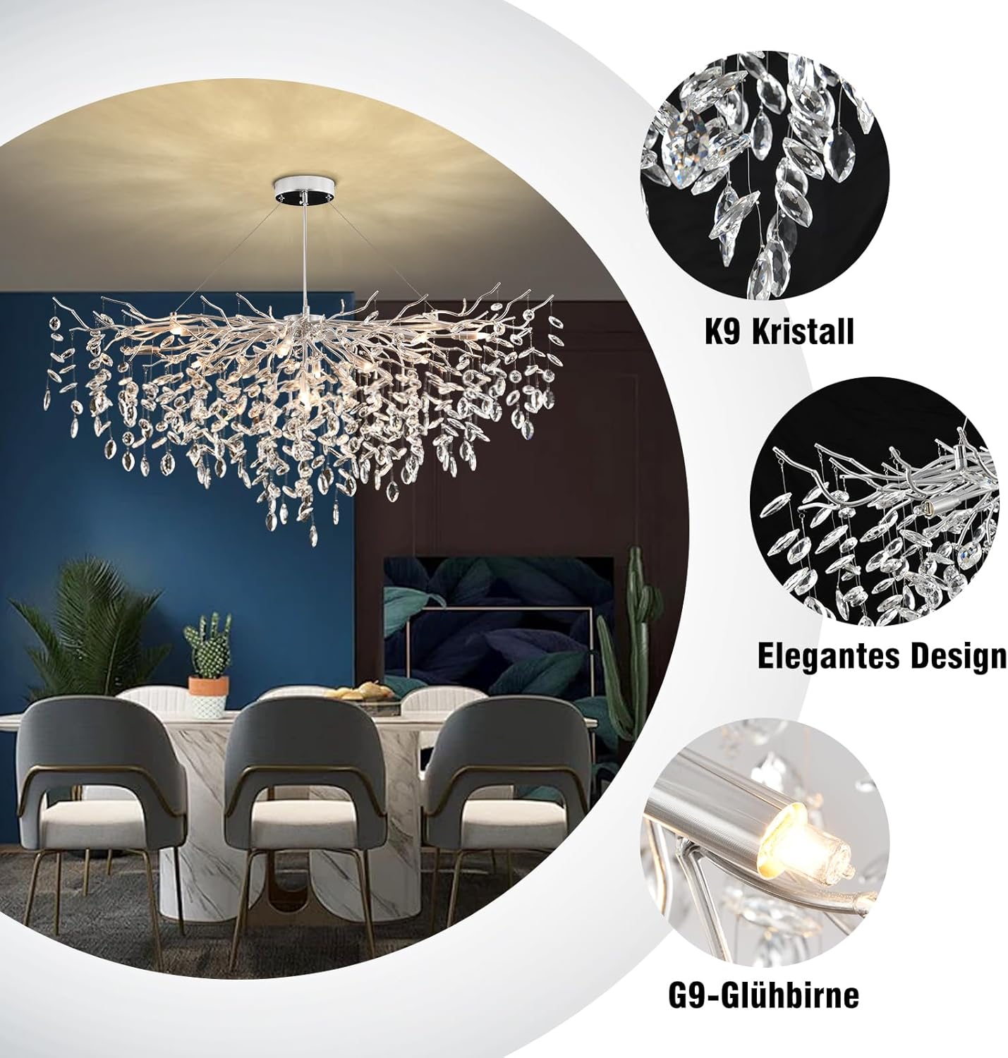 Lámpara Crystal Ellipse – Ingeniería de Cristal K9 y Lujo Cinético