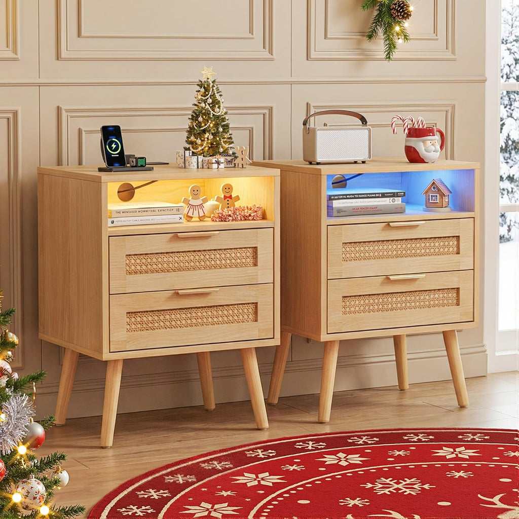 Juego De 2 Mesitas Rattan & Oak Heritage