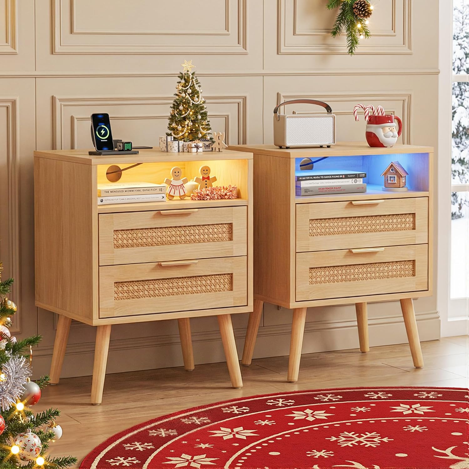 Juego De 2 Mesitas Rattan & Oak Heritage