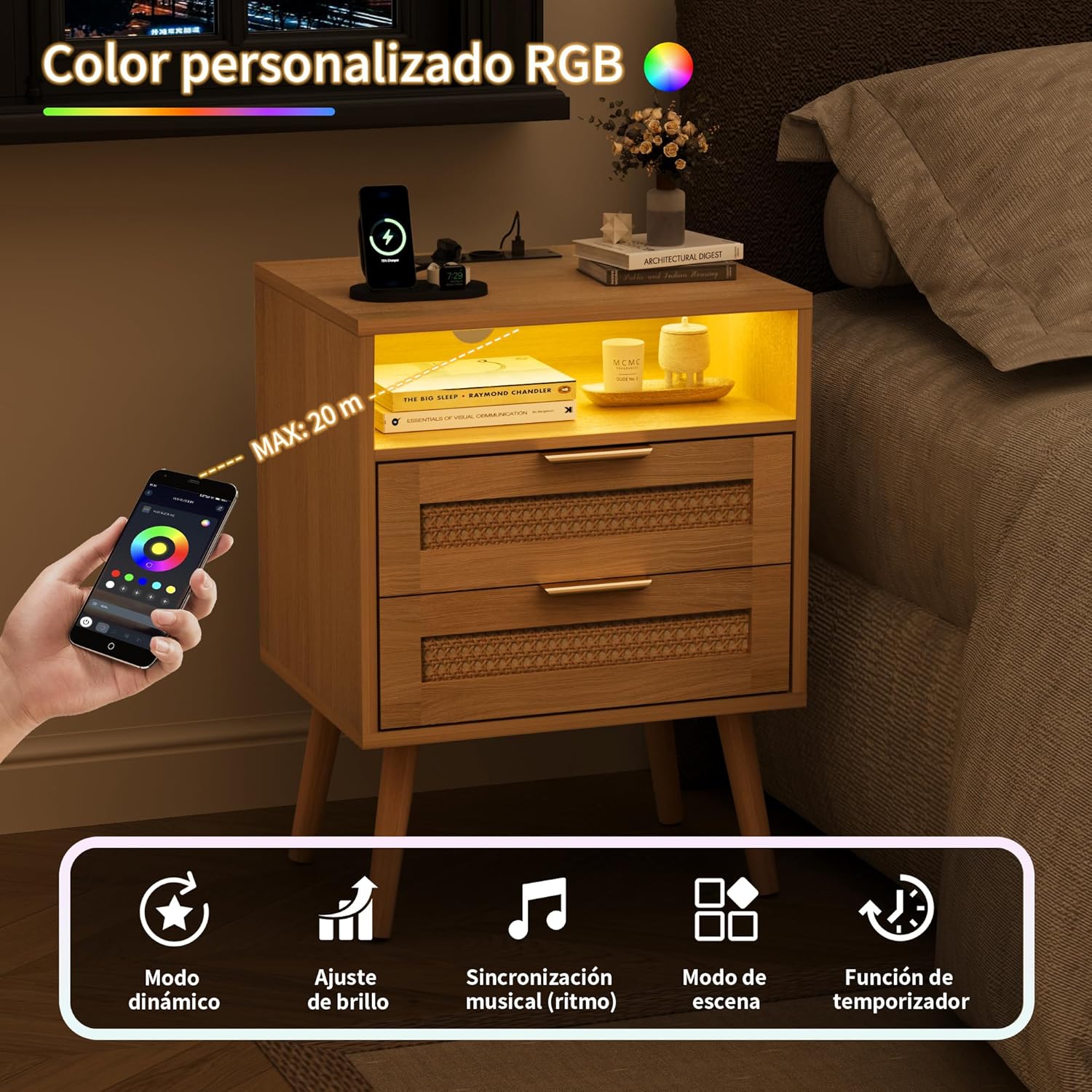 Juego De 2 Mesitas Rattan & Oak Heritage