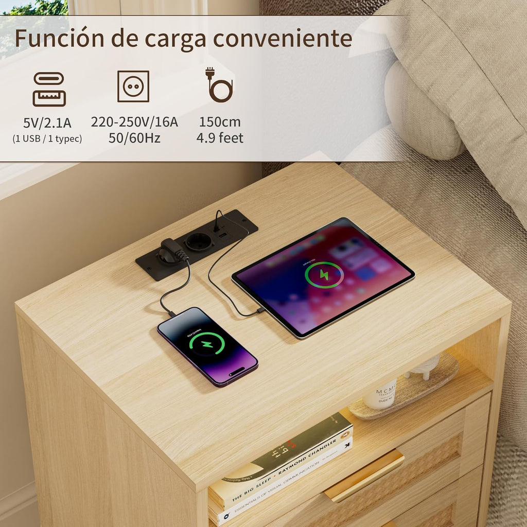 Juego De 2 Mesitas Rattan & Oak Heritage