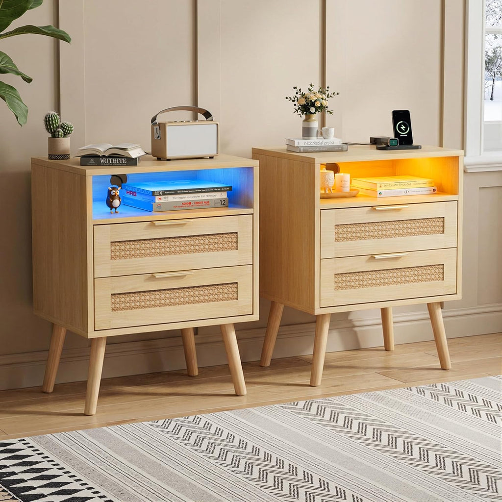 Juego De 2 Mesitas Rattan & Oak Heritage