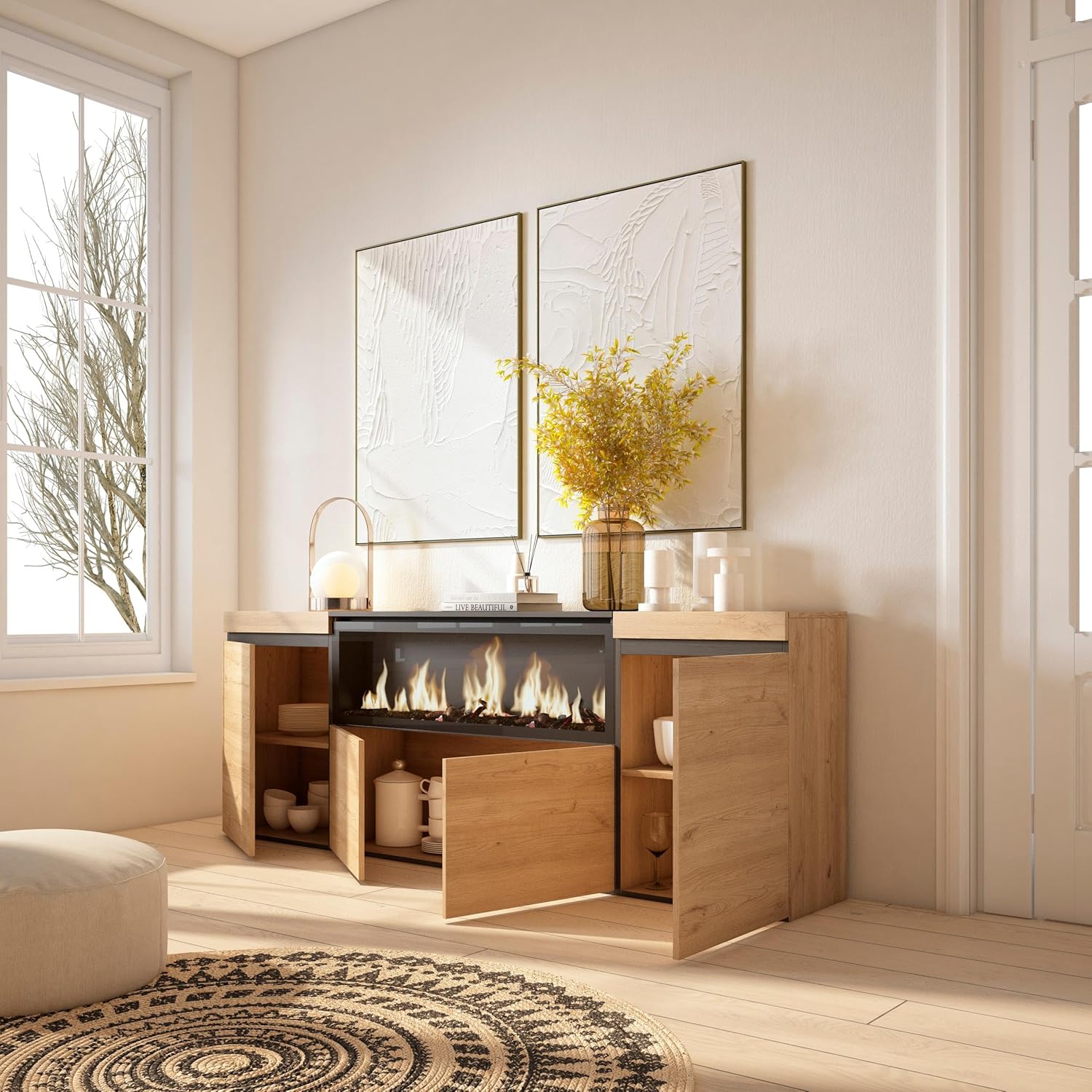  Chimenea Eléctrica XXL  Roble