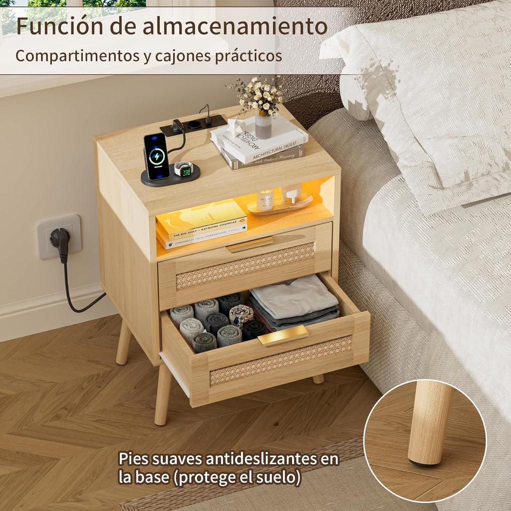 Juego De 2 Mesitas Rattan & Oak Heritage