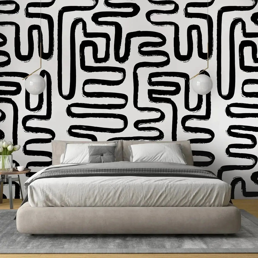 Papel Monochrome Abstract Lines