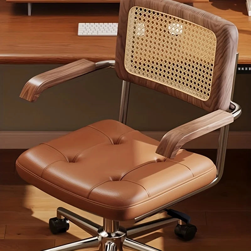 Silla de Escritorio Vintage en Ratán Natural