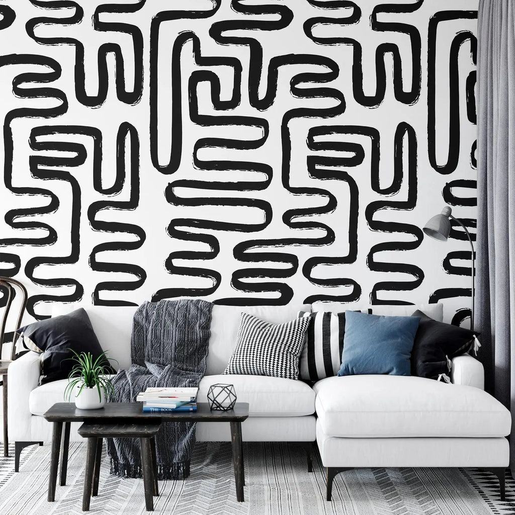 Papel Monochrome Abstract Lines
