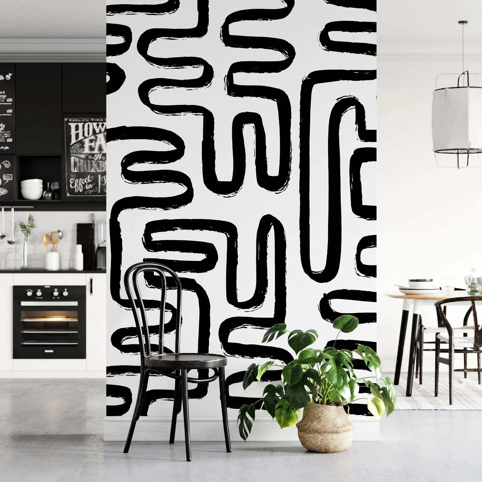 Papel Monochrome Abstract Lines