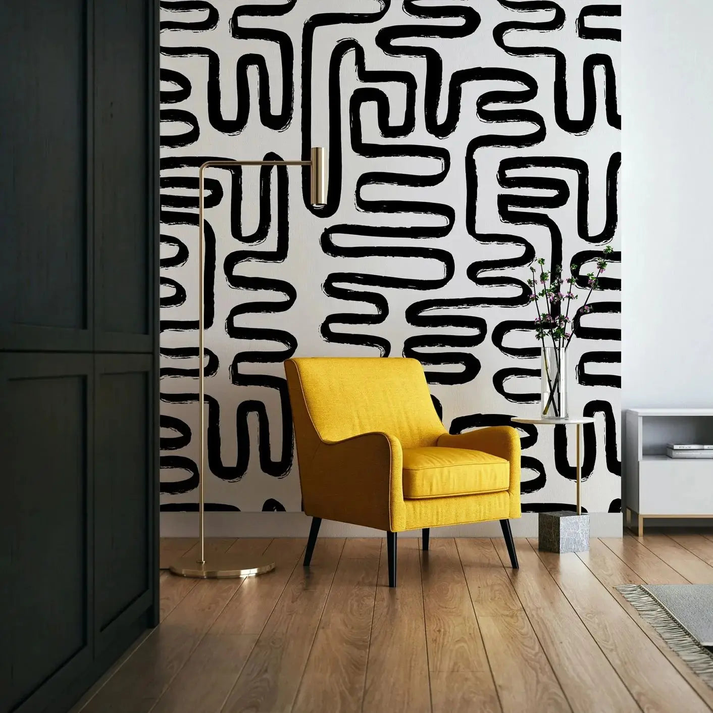 Papel Monochrome Abstract Lines