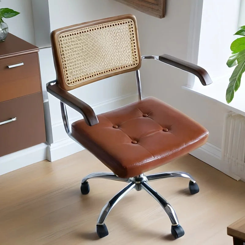 Silla de Escritorio Vintage en Ratán Natural