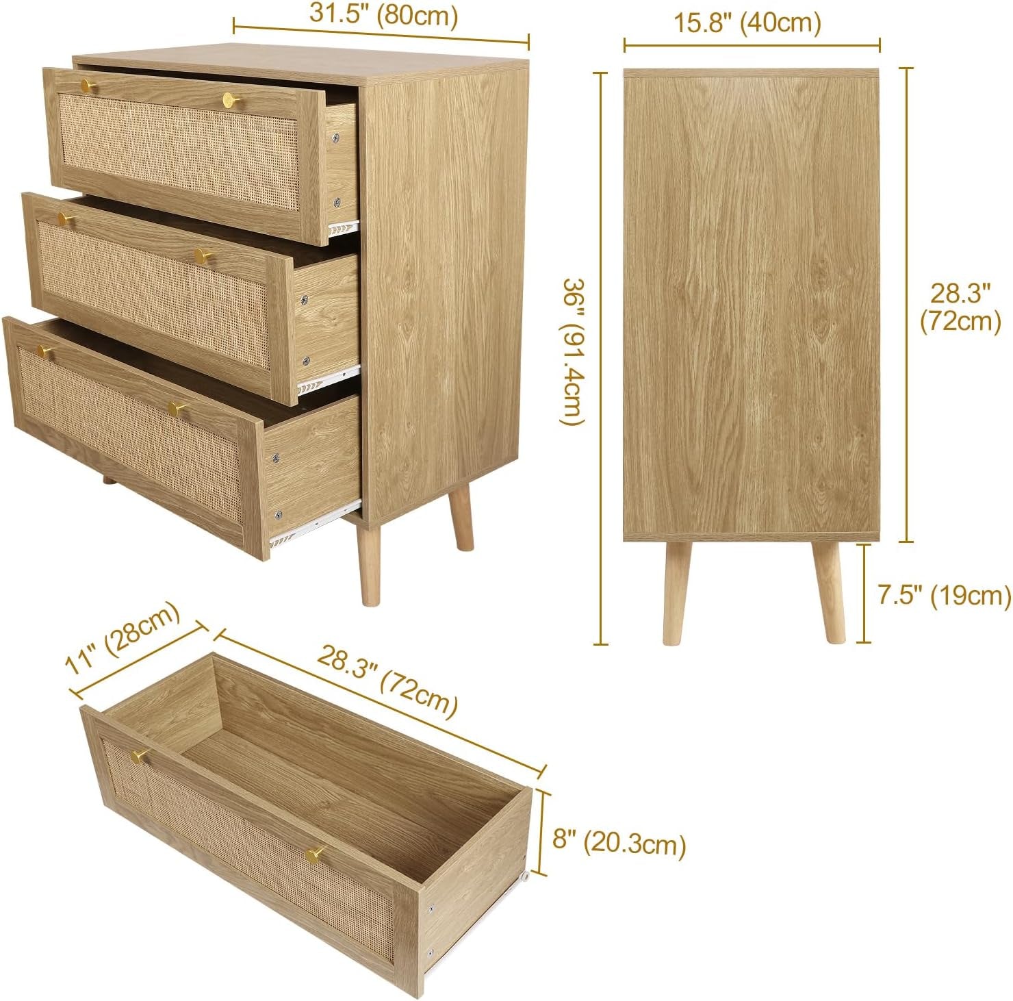 Cajoneras Rattan & Oak Heritage