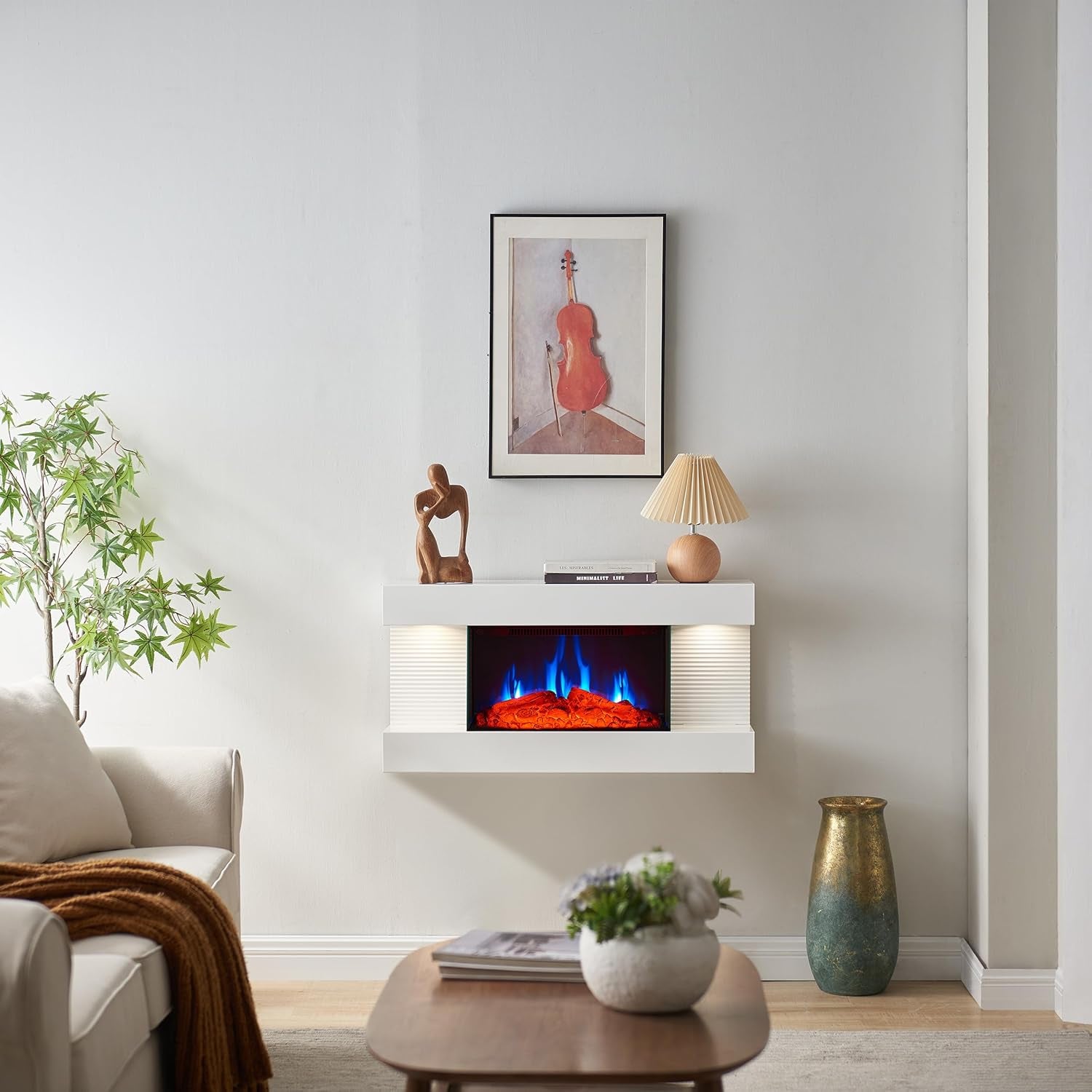 IDA - Chimenea Eléctrica De Pared, 1800 W, Chimenea Eléctrica Decorativa
